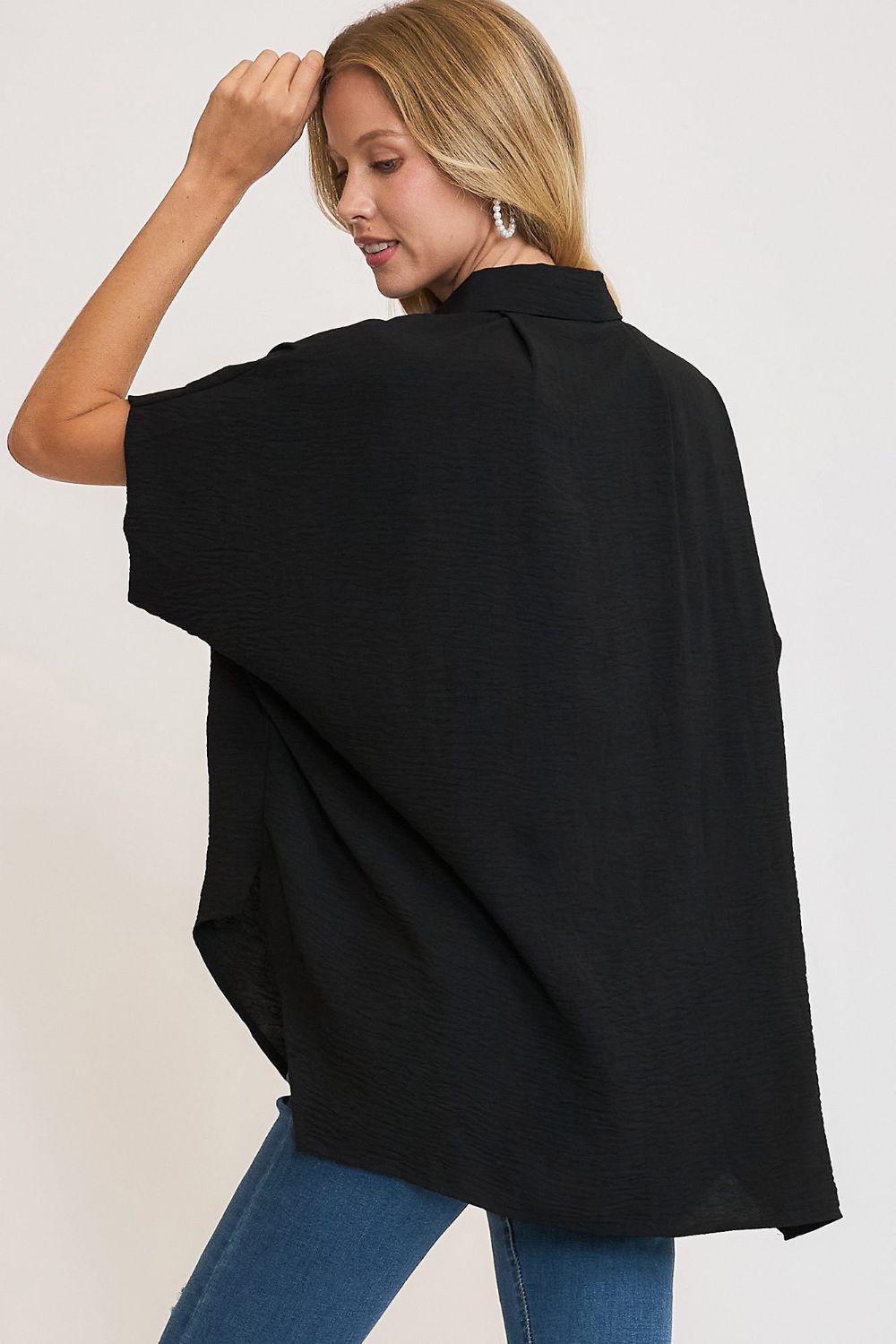 Umgee Full Size High-Low Button Up Short Sleeve Shirt Umgee Full Size High-Low Button Up Short Sleeve Shirt - TopFashionHQ