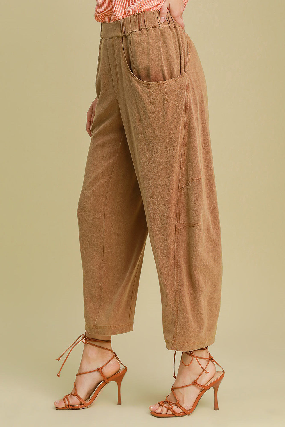 Umgee Elastic Waist Baggy Fit Pants with Pockets Umgee Elastic Waist Baggy Fit Pants with Pockets - TopFashionHQ
