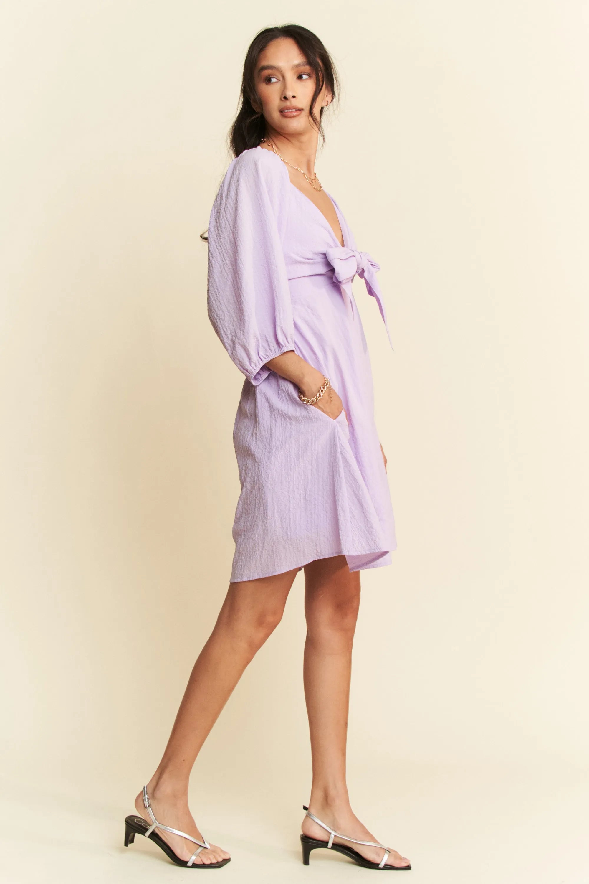 Davi & Dani Self-Tie Puff Sleeve Smocking Open Back Mini Dress cdf3e5d3069045ca9f08d5d414b5de83-Max-Origin