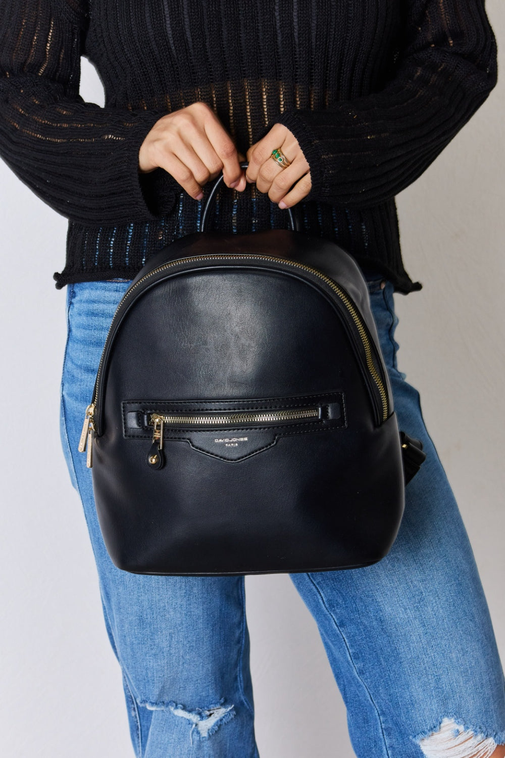 David Jones PU Leather Backpack David Jones PU Leather Backpack - TopFashionHQ