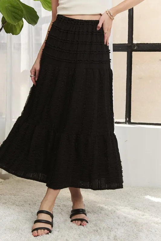 ADORA Elastic Waistband Tiered Midi Skirt ce0caf5d-b8a5-4ad8-b256-264f1056115e-Max-Origin