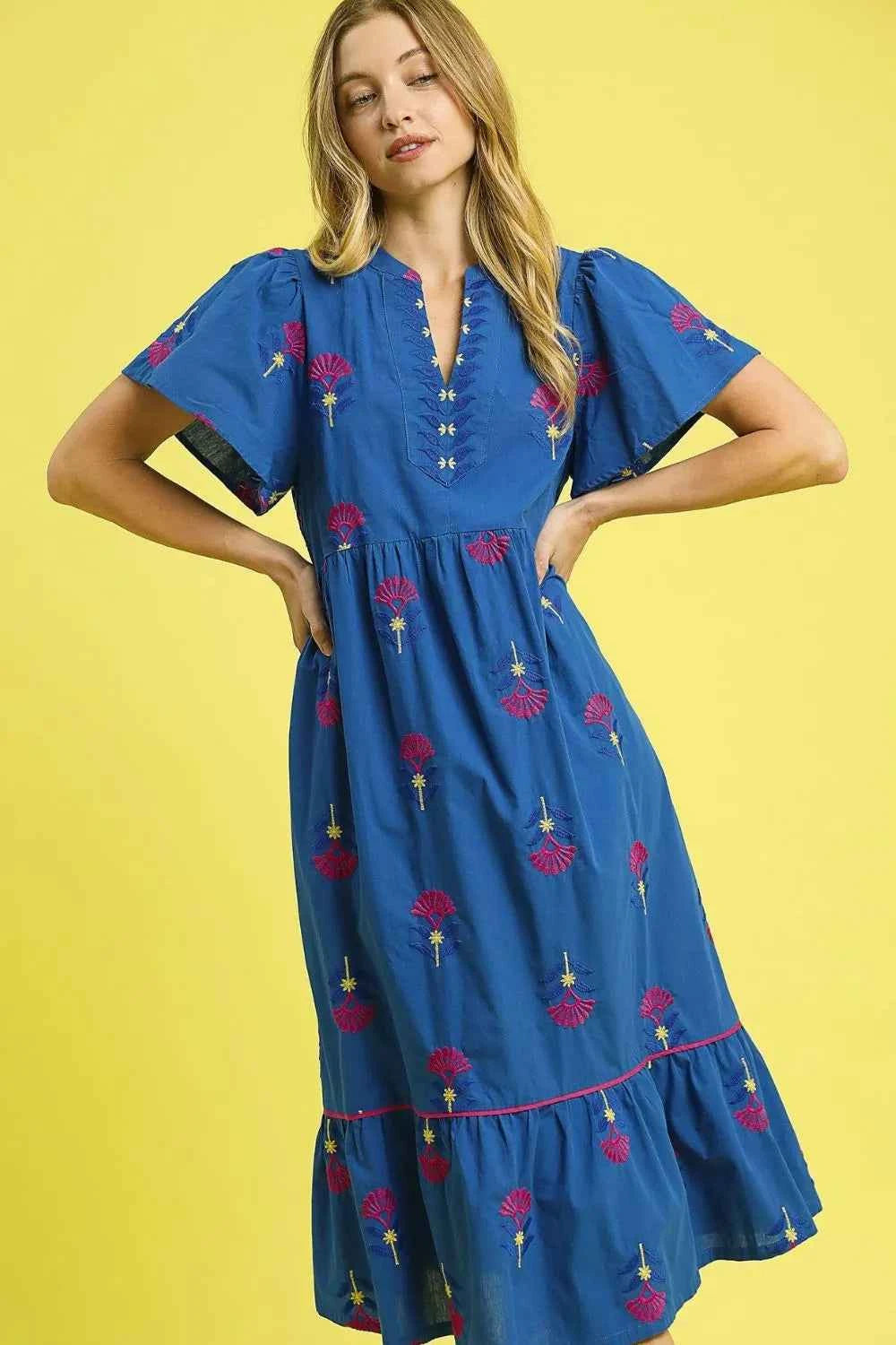 Umgee Embroidered Tiered Midi Dress Umgee Embroidered Tiered Midi Dress