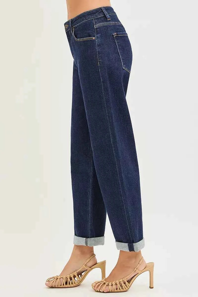 RISEN Slouchy Cropped Boyfriend Jeans With Cuffed Hem RISEN Slouchy Cropped Boyfriend Jeans With Cuffed Hem