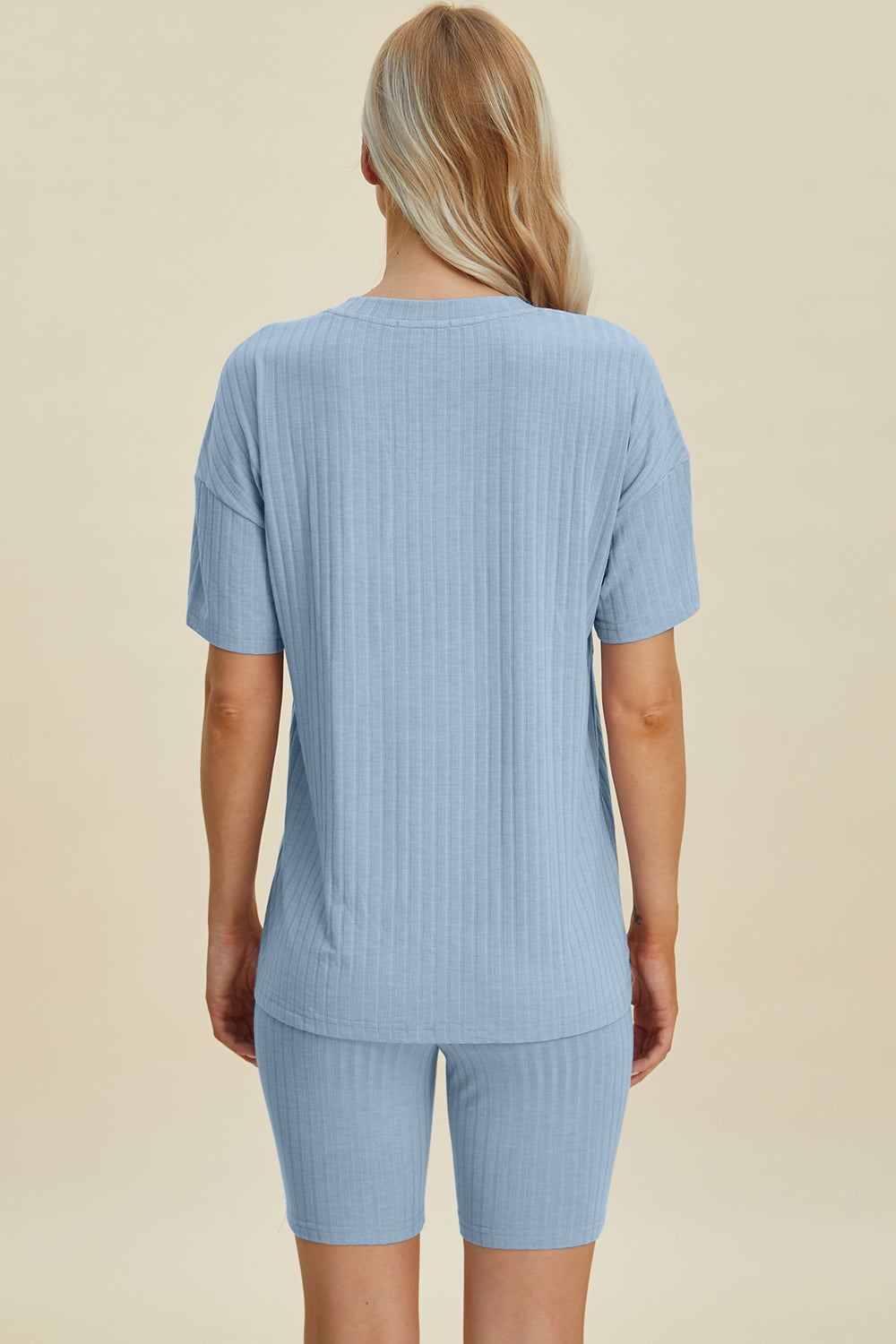 Basic Bae Full Size Ribbed V-Neck Short Sleeve Top and Shorts Set Basic Bae Full Size Ribbed V-Neck Short Sleeve Top and Shorts Set