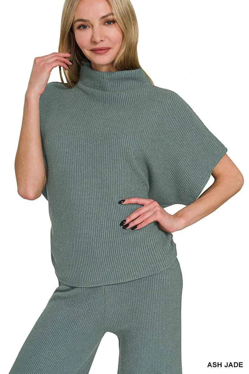 Zenana Mock Neck Top and Pants Sweater Set Zenana Mock Neck Top and Pants Sweater Set
