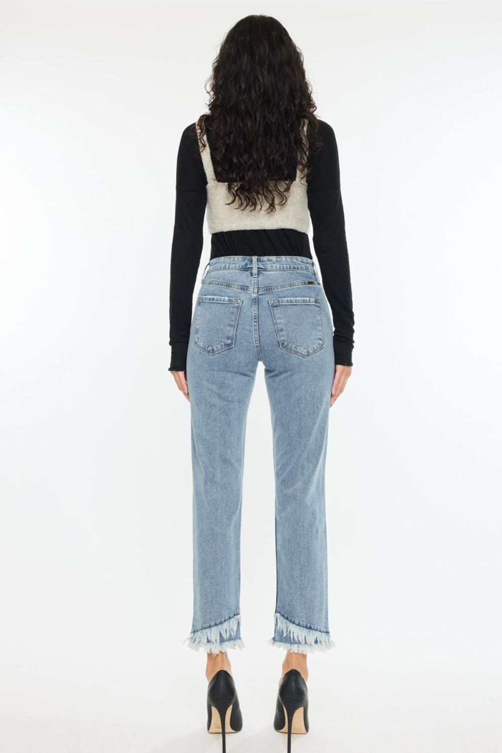 Kancan Raw Hem High Rise Straight Jeans Kancan Raw Hem High Rise Straight Jeans - TopFashionHQ