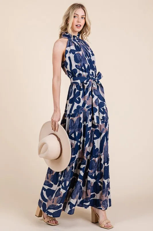 Lime 'N' Chili Abstract Halter Neck Tie-Waist Tiered Maxi Dress cf7ad4f38ef64f3b97a348985c7766d3-Max-Origin