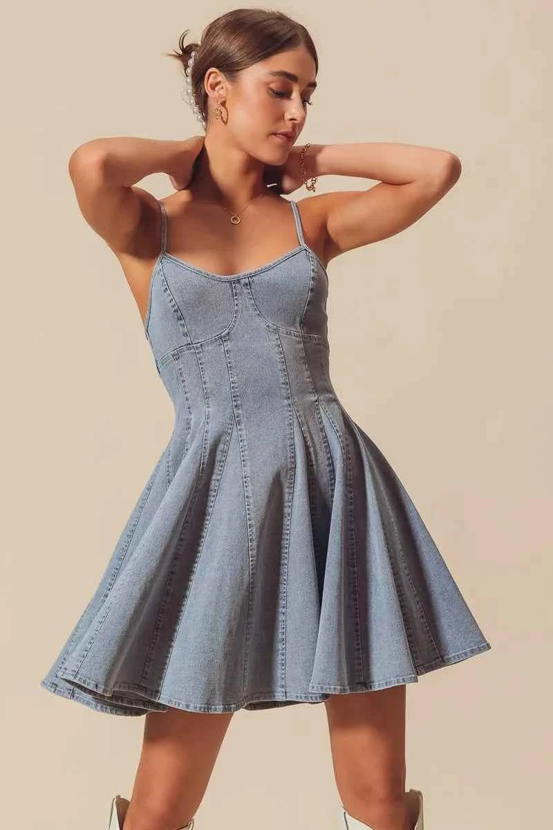 SO ME A Line Fit and Flare Denim Mini Dress SO ME A Line Fit and Flare Denim Mini Dress