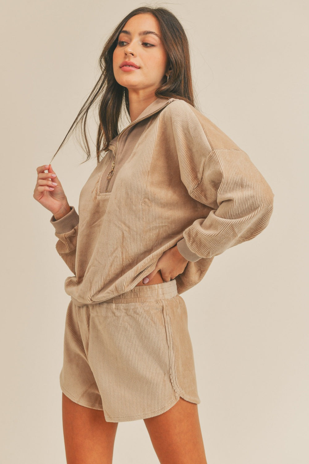 MABLE Corduroy Half Zip Top and Shorts Set MABLE Corduroy Half Zip Top and Shorts Set