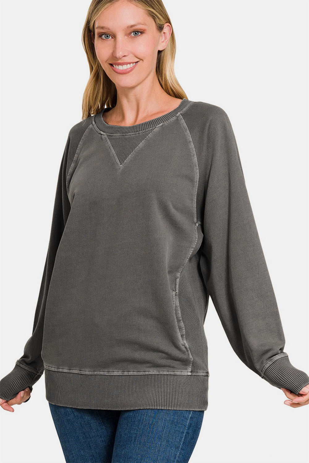 Zenana Round Neck Long Sleeve Sweatshirt Zenana Round Neck Long Sleeve Sweatshirt