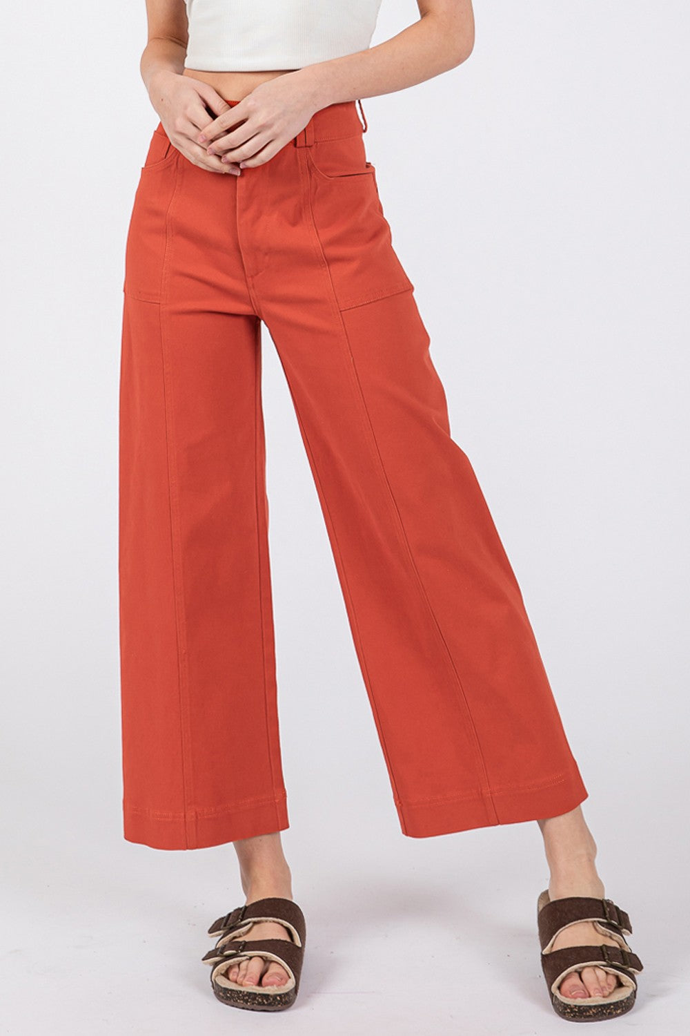 SAGE + FIG Wide Leg Cropped Pants SAGE + FIG Wide Leg Cropped Pants - TopFashionHQ