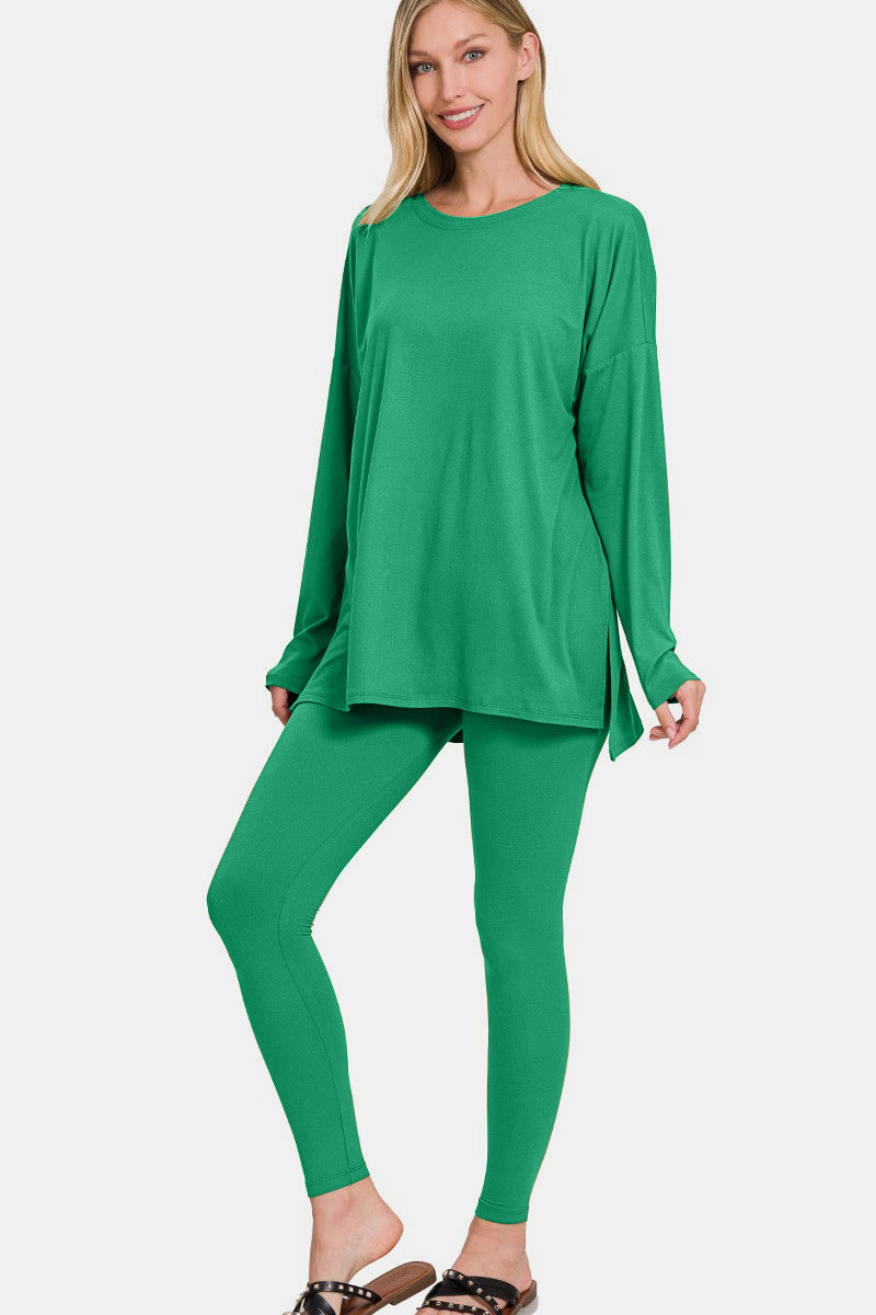 Zenana Full Size Brushed Microfiber Top and Leggings Lounge Set Zenana Full Size Brushed Microfiber Top and Leggings Lounge Set - TopFashionHQ