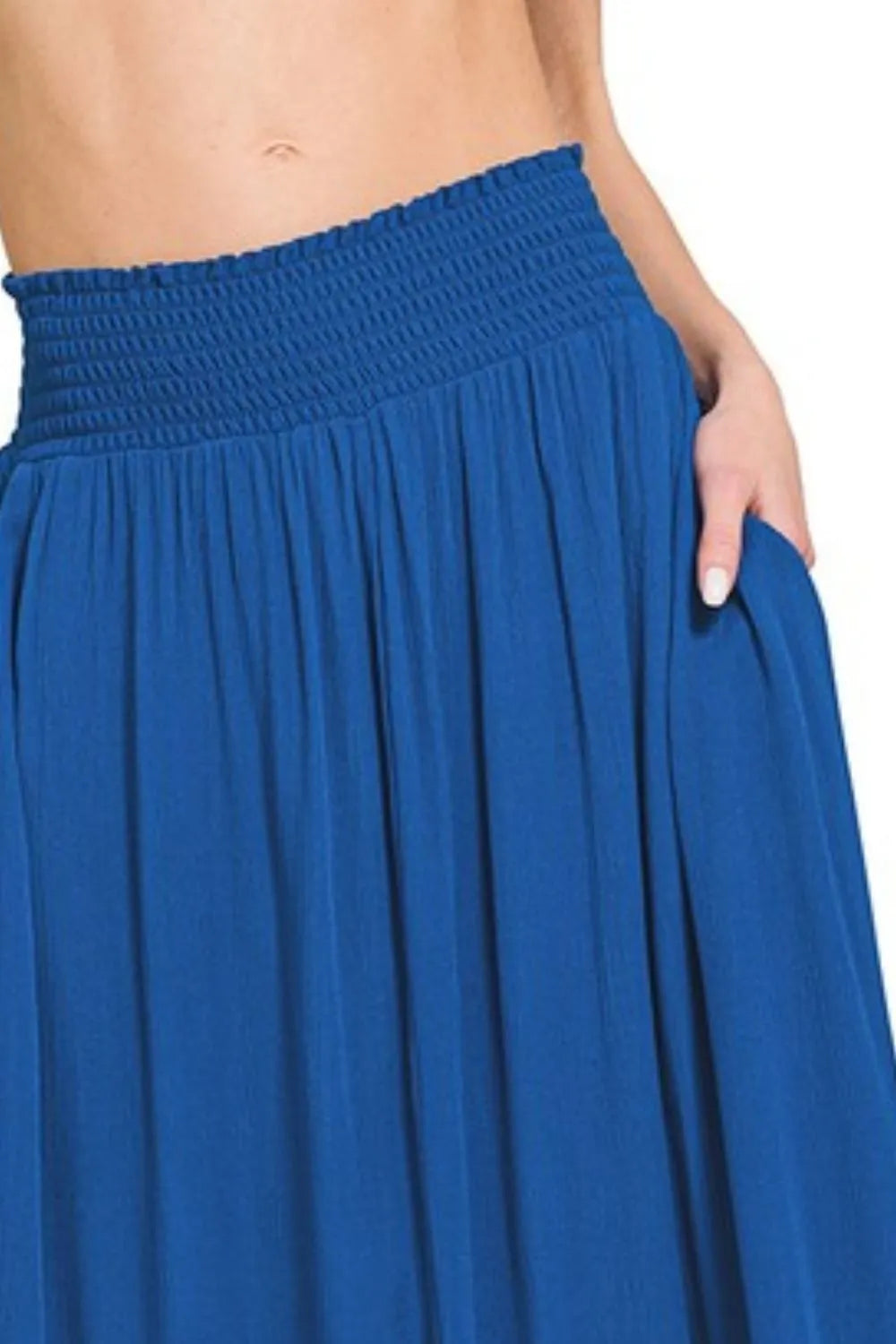 Zenana Woven Crinkle Smocked Waist Maxi Skirt W Pockets d0864f4c-5284-44cc-b893-8540d0b75030-Max-Origin
