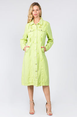 American Bazi Button Up Distressed Denim Dress - TopFashionHQ