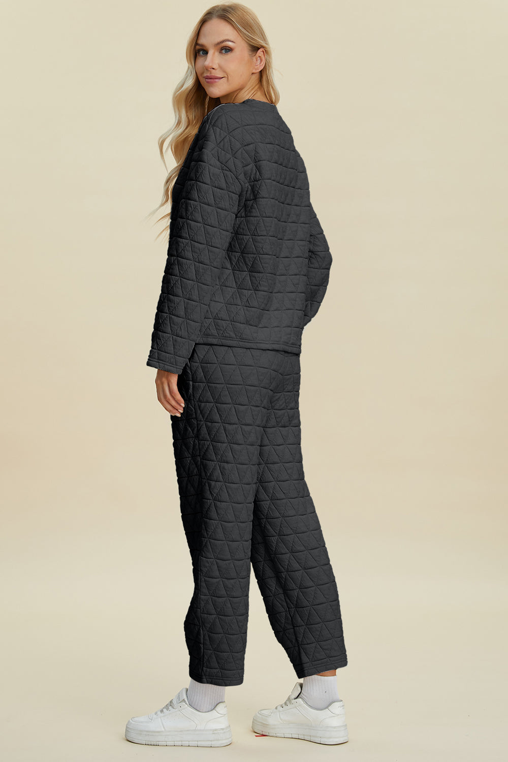 Double Take Full Size Texture Round Neck Long Sleeve Top and Pants Set Double Take Full Size Texture Round Neck Long Sleeve Top and Pants Set