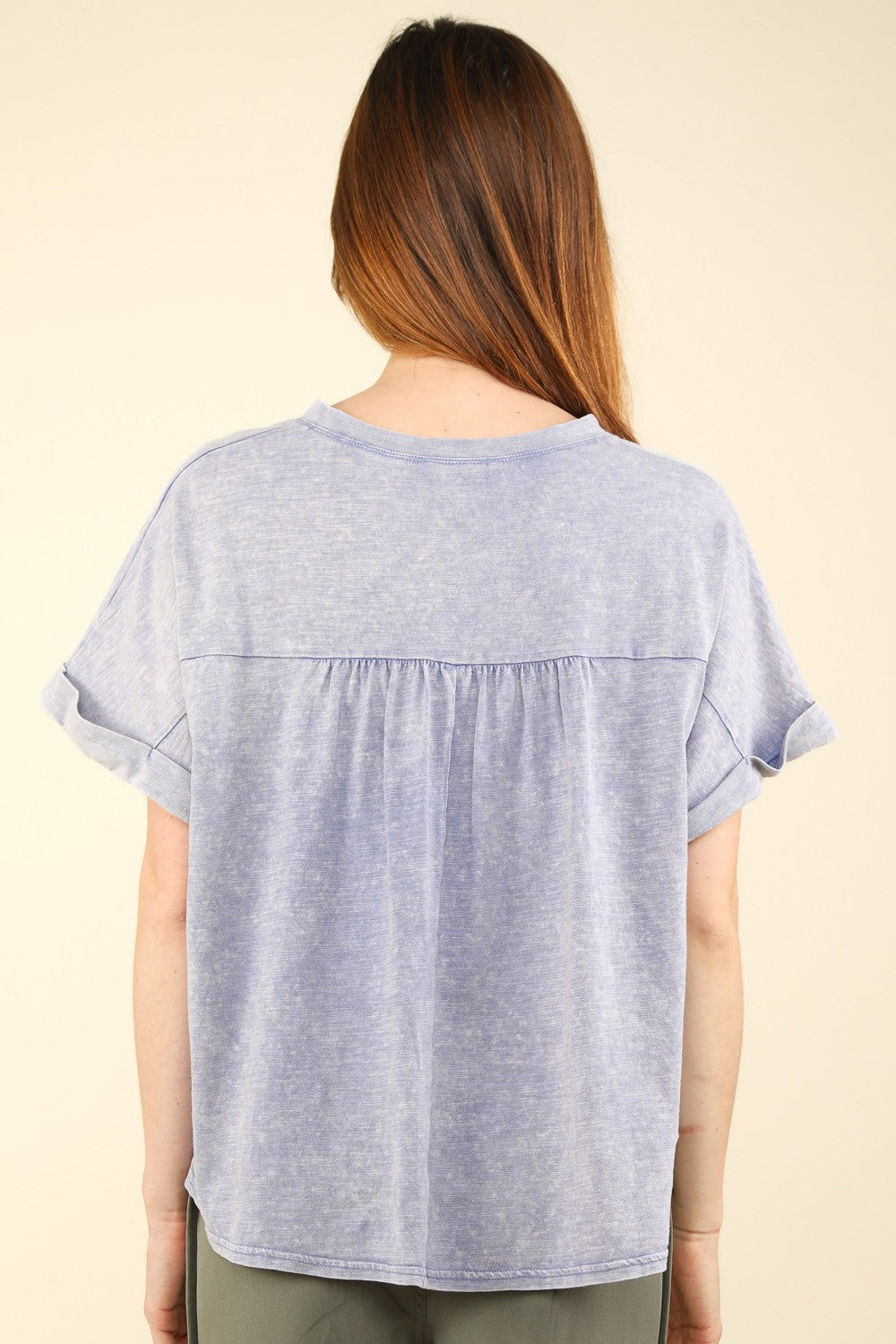 VERY J Nochted Short Sleeve Washed T-Shirt VERY J Nochted Short Sleeve Washed T-Shirt - TopFashionHQ
