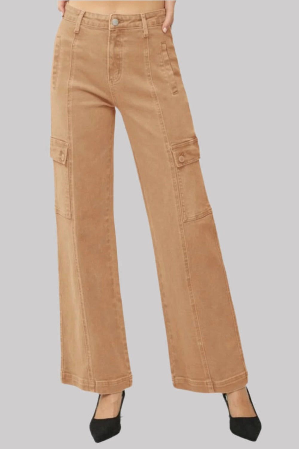 RISEN Full Size High Rise Wide Leg Cargo Jeans RISEN Full Size High Rise Wide Leg Cargo Jeans - TopFashionHQ