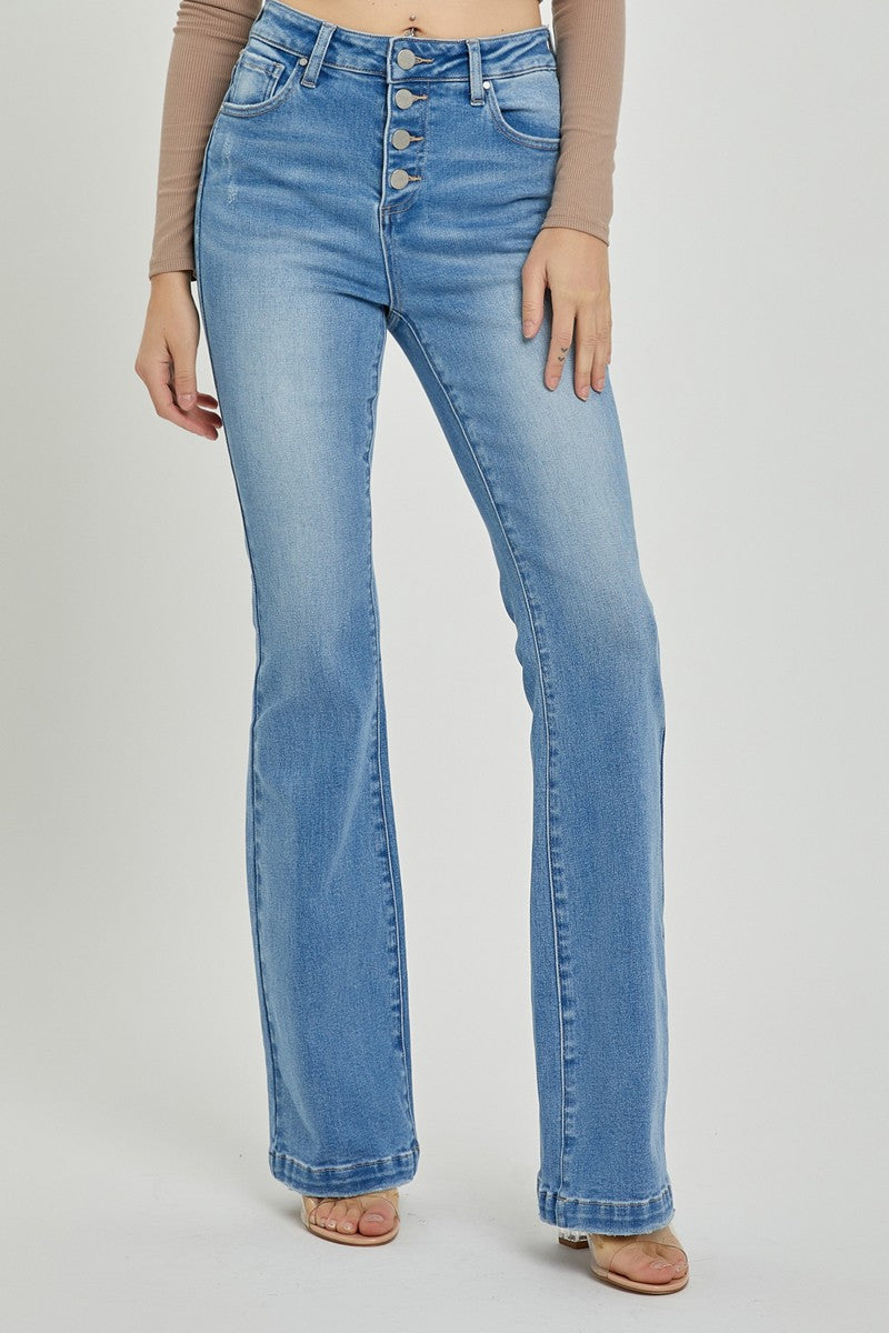 RISEN Full Size High Rise Button Fly Bootcut Jeans RISEN Full Size High Rise Button Fly Bootcut Jeans - TopFashionHQ
