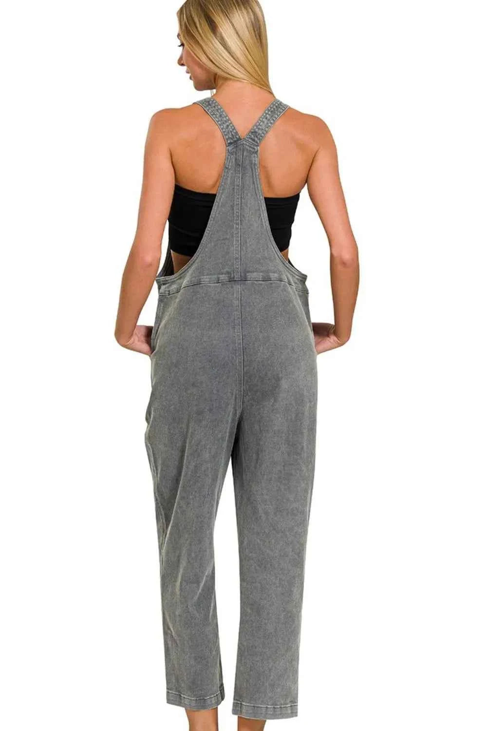 Zenana Washed Knot Strap Relaxed Fit Overalls Zenana Washed Knot Strap Relaxed Fit Overalls