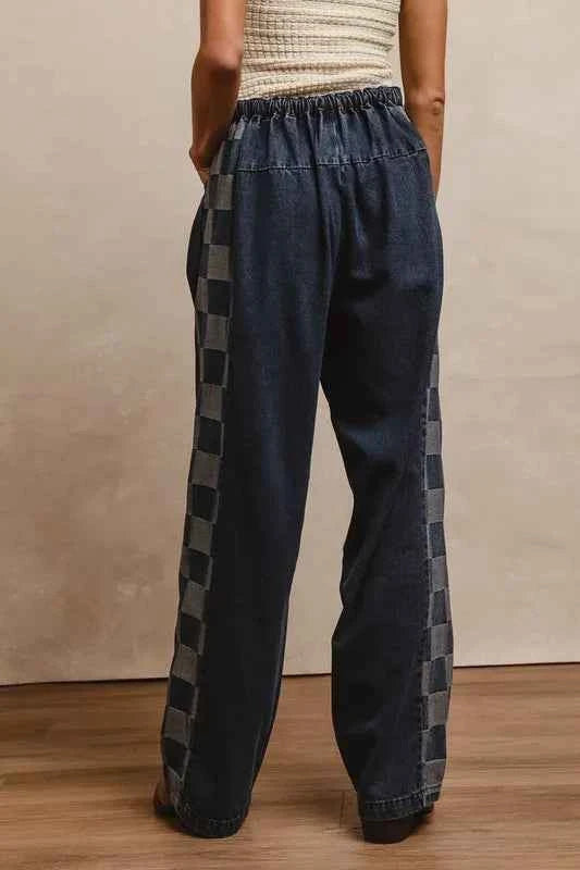 BiBi Washed Denim Mix And Match Long Pants BiBi Washed Denim Mix And Match Long Pants