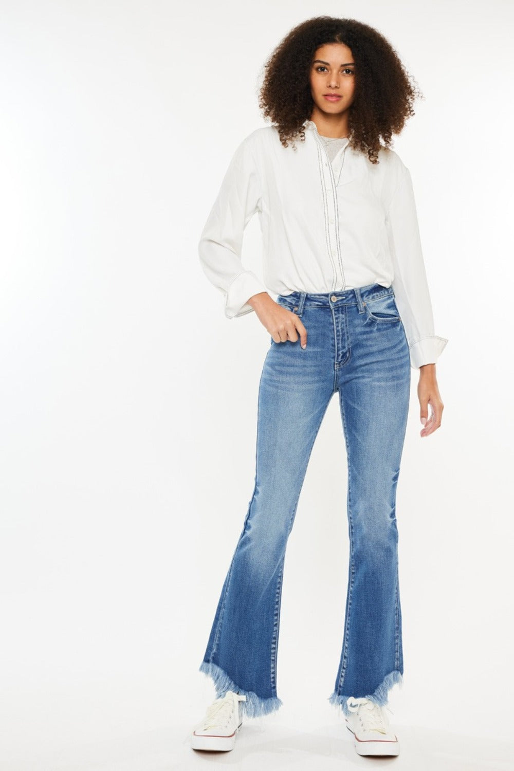 Kancan High Rise Frayed Hem Jeans Kancan High Rise Frayed Hem Jeans - TopFashionHQ