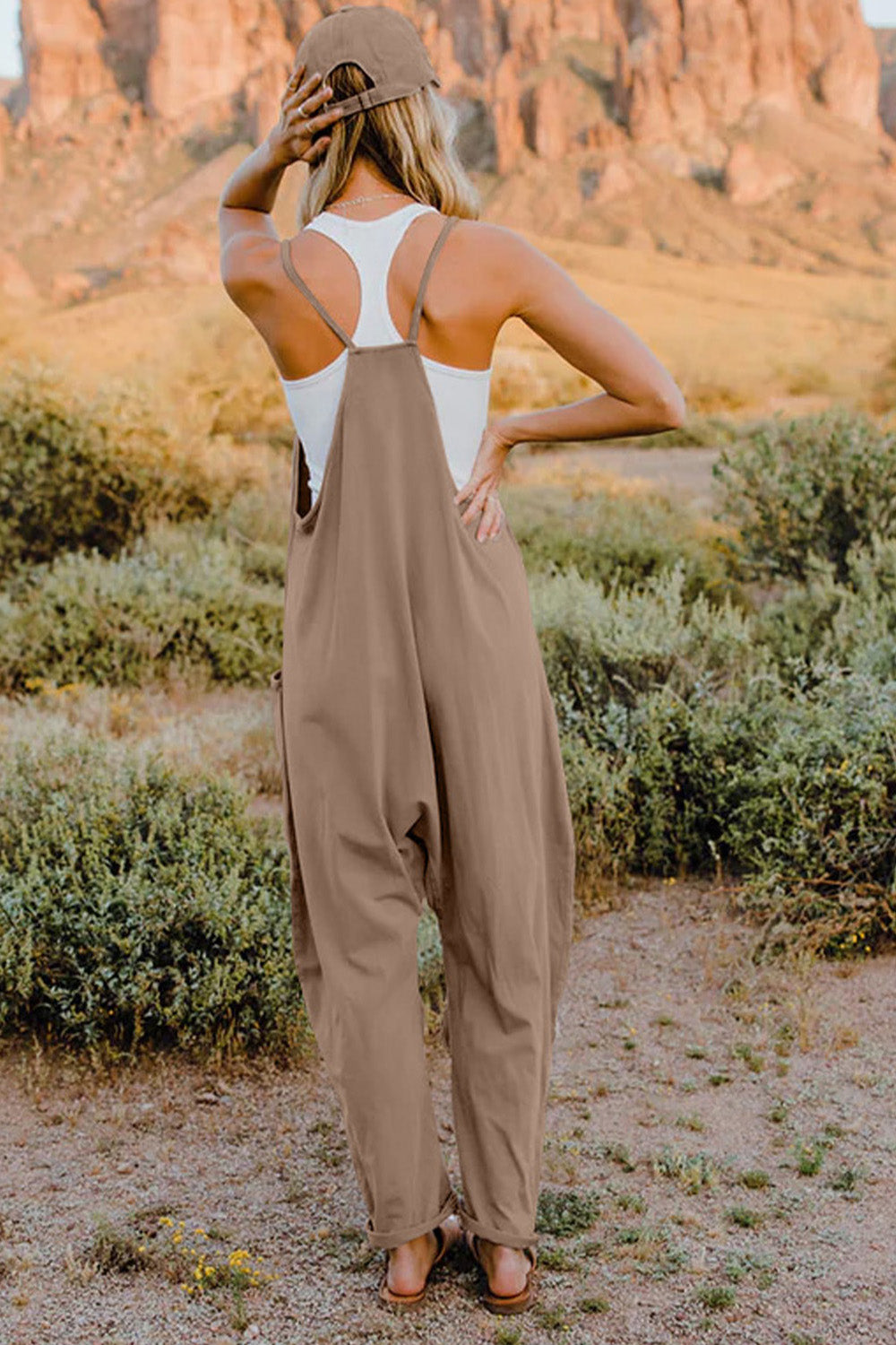 Double Take Full Size V-Neck Sleeveless Jumpsuit with Pockets Double Take Full Size V-Neck Sleeveless Jumpsuit with Pockets - TopFashionHQ