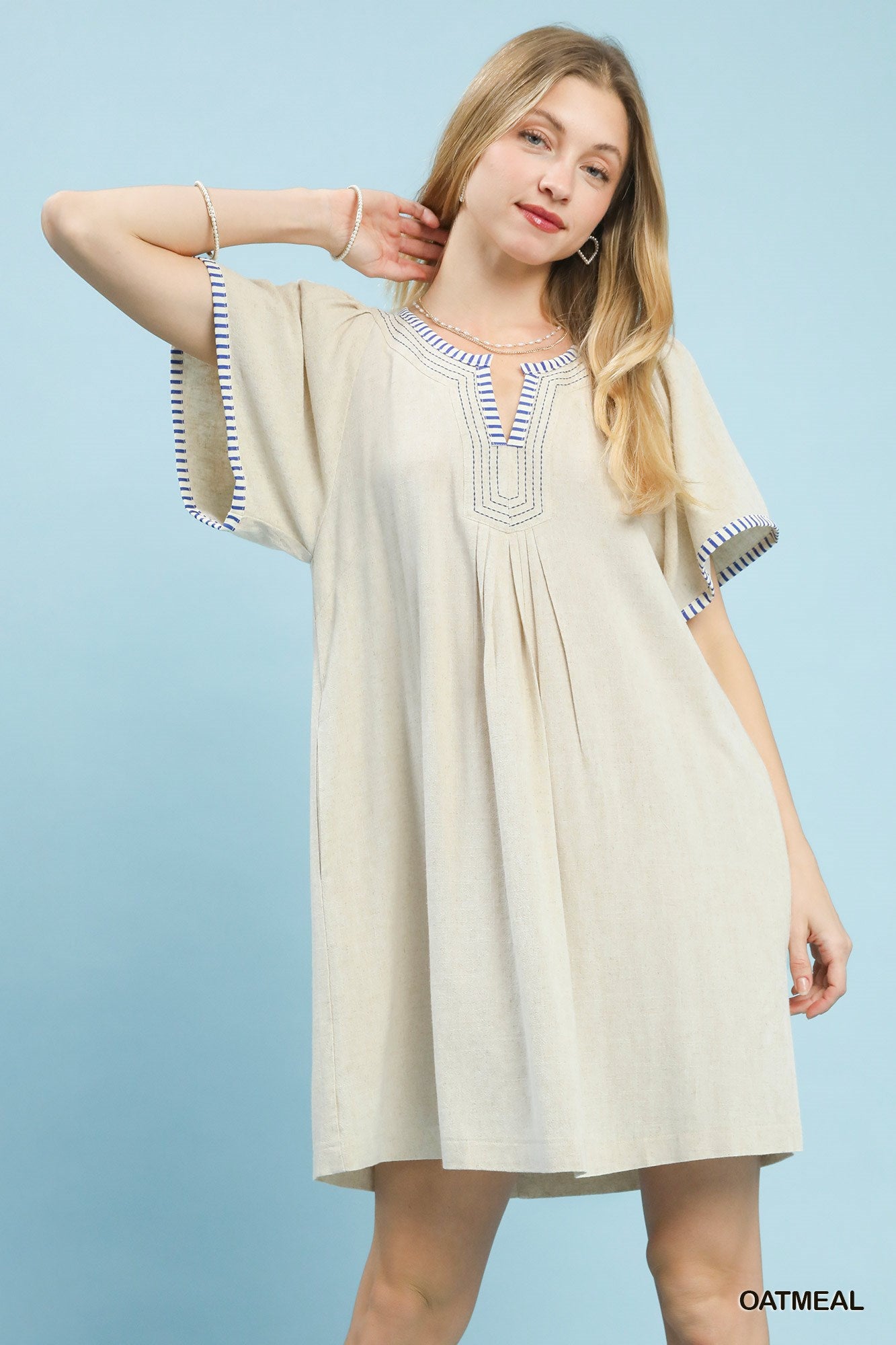 Umgee Linen Trim Tunic Dress d345dc00-2ce9-4c82-aa2d-a9b91f4a2466-Max