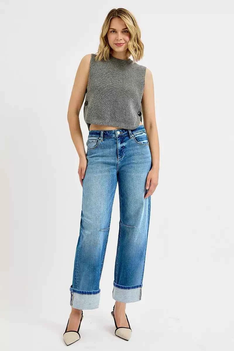 RISEN Slouchy Crop Barrel Cuffed Jeans RISEN Slouchy Crop Barrel Cuffed Jeans