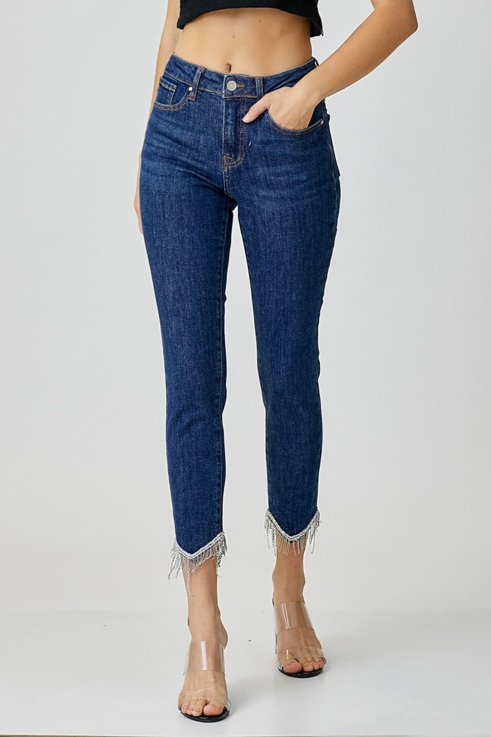 RISEN Full Size Embellished Mid Rise Crop Skinny Jeans RISEN Full Size Embellished Mid Rise Crop Skinny Jeans