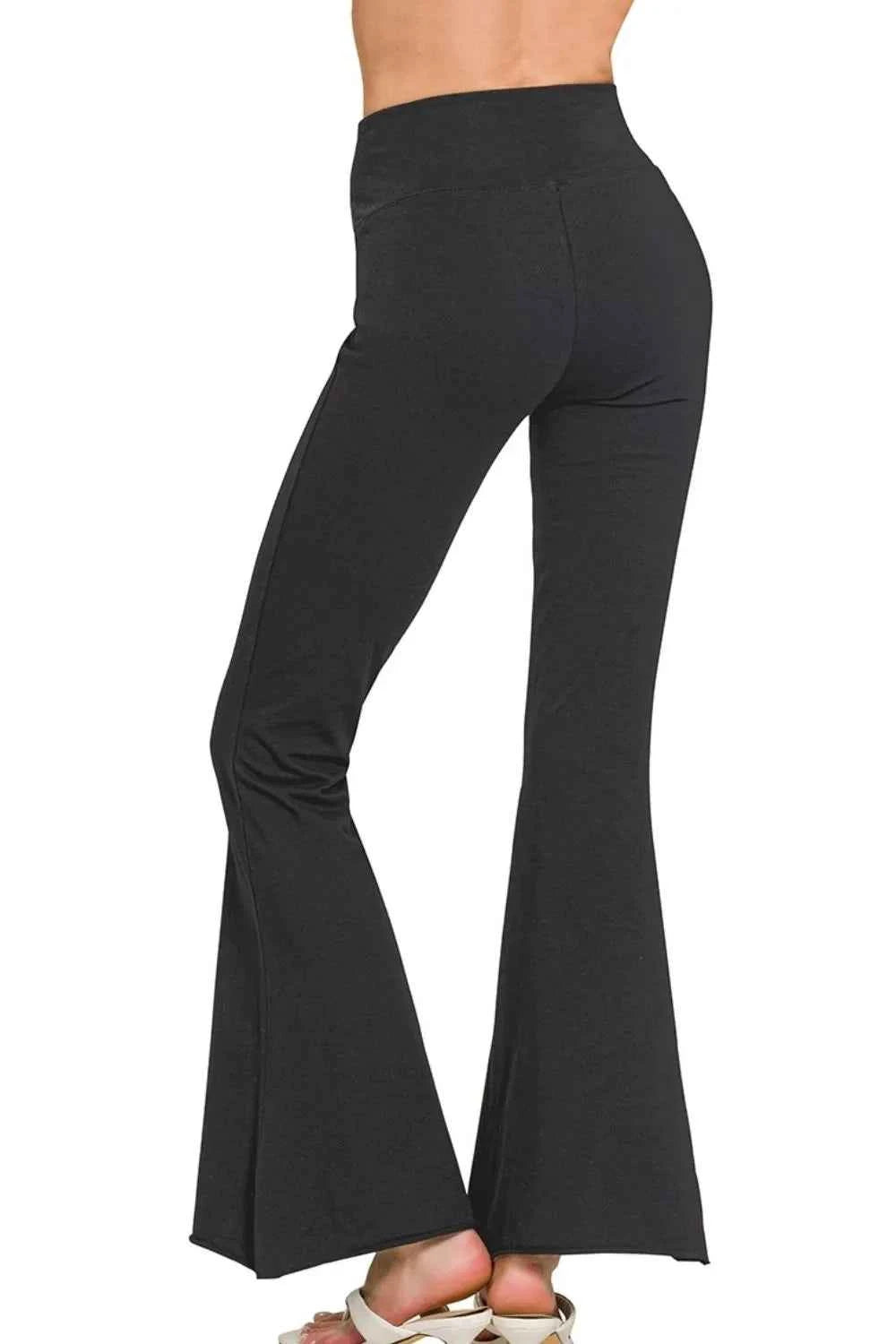 Zenana Raw Edge Hem Flare Yoga Pants Zenana Raw Edge Hem Flare Yoga Pants