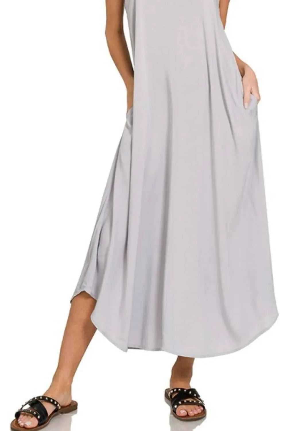 Zenana Woven Arc Hem Cami Dress With Flowy Pockets Zenana Woven Arc Hem Cami Dress With Flowy Pockets