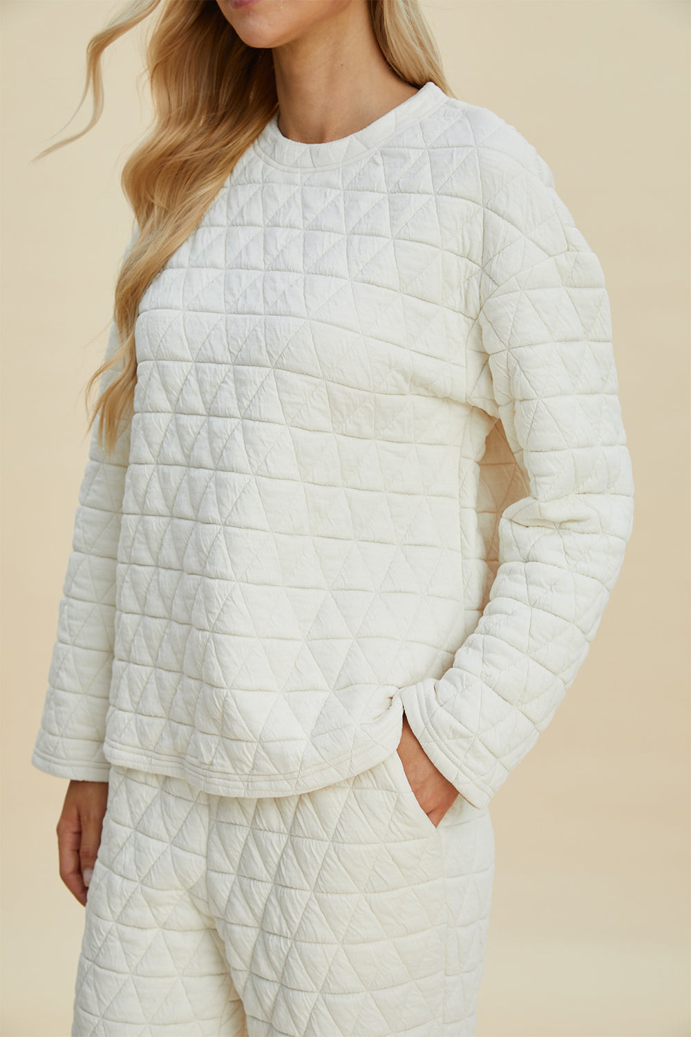 Double Take Full Size Texture Round Neck Long Sleeve Top and Pants Set Double Take Full Size Texture Round Neck Long Sleeve Top and Pants Set