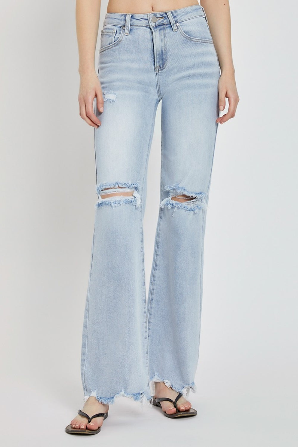RISEN Full Size High Rise Distressed Wide Leg Jeans RISEN Full Size High Rise Distressed Wide Leg Jeans - TopFashionHQ