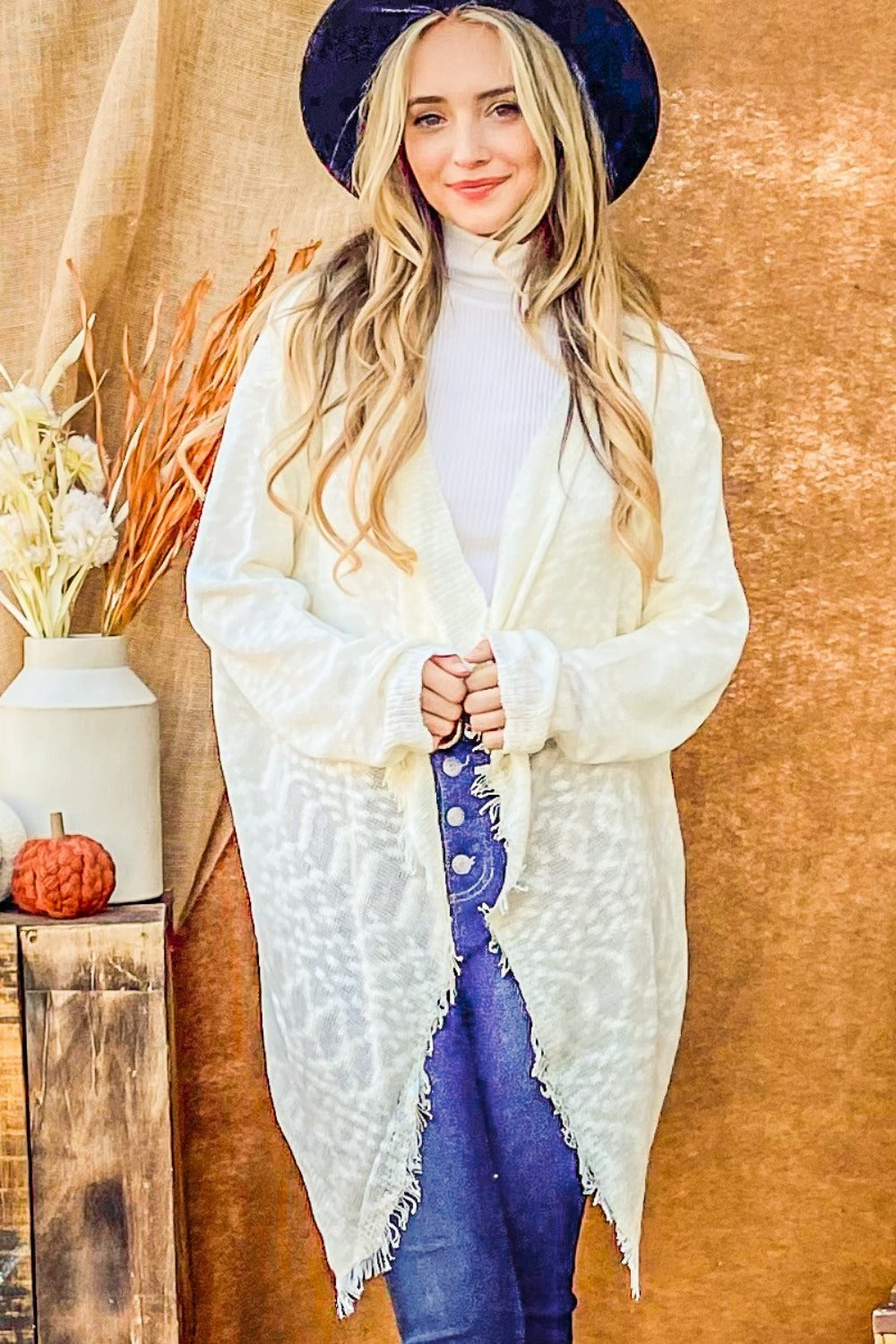 And The Why Textured Knit Fringe Hem Cardigan And The Why Textured Knit Fringe Hem Cardigan