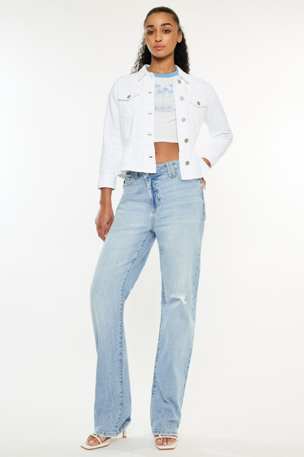 Kancan Distressed High Waist Straight Jeans Kancan Distressed High Waist Straight Jeans - TopFashionHQ