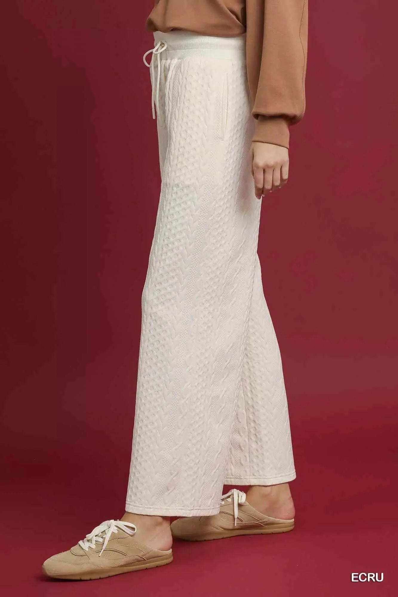 Umgee Cable Knit Textured Wide Leg Pants Umgee Cable Knit Textured Wide Leg Pants