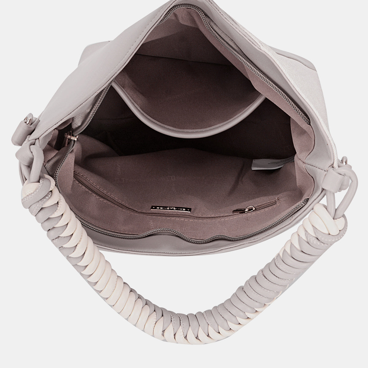 David Jones Woven Handle PU Leather Handbag David Jones Woven Handle PU Leather Handbag - TopFashionHQ