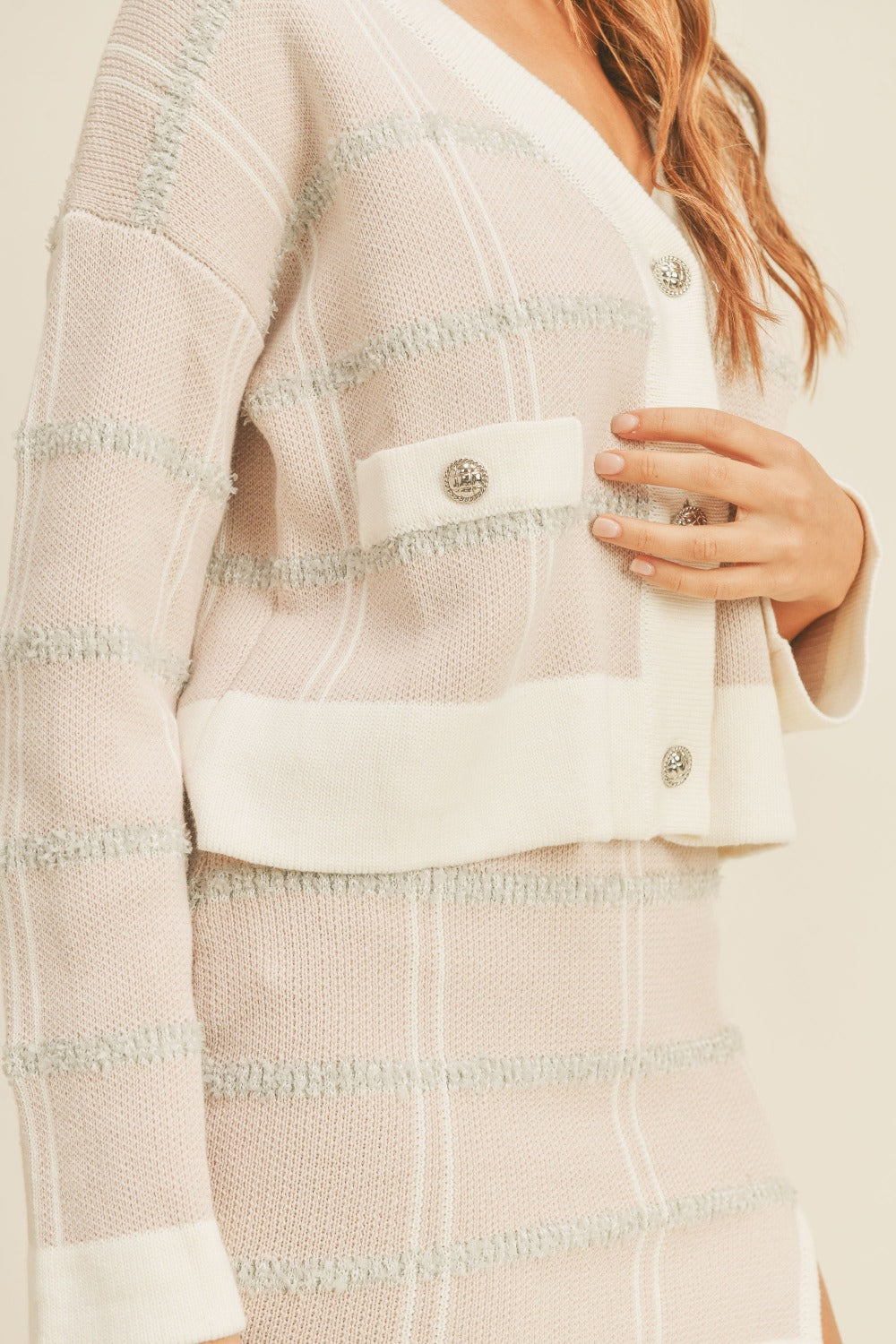 MABLE Plaid Button Down Sweater Cardigan and Mini Skirt Set MABLE Plaid Button Down Sweater Cardigan and Mini Skirt Set - TopFashionHQ