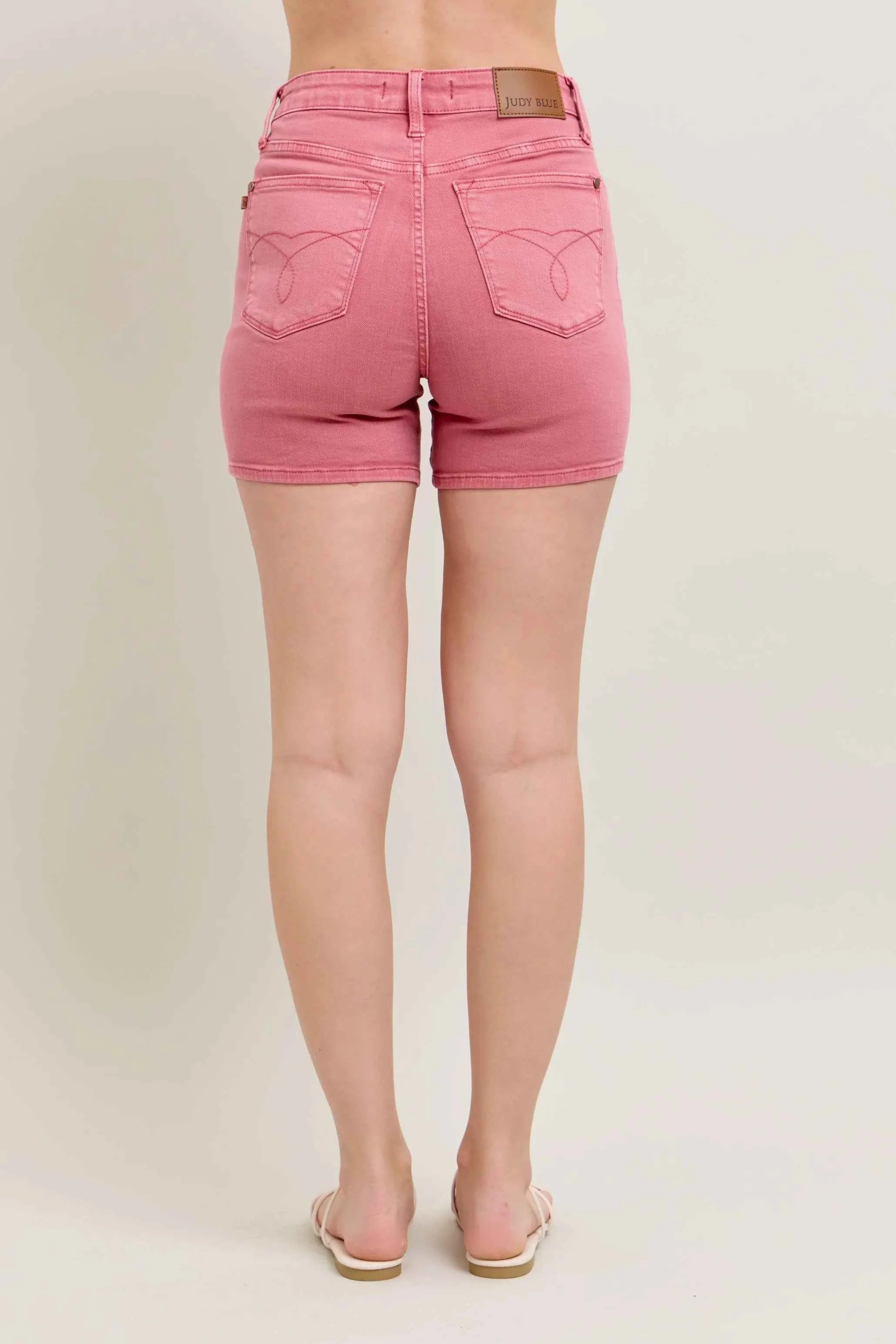 Judy Blue Pink Back Pkt Embroidery Shorts Judy Blue Pink Back Pkt Embroidery Shorts