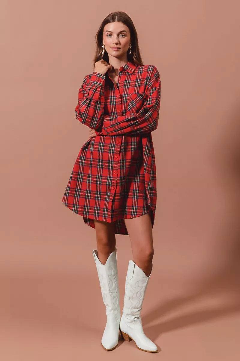 SO ME Christmas Checker Plaid Button Up Shirt Dress d6e5c82ab7e84c5685eaef83c430df8b-Max-Origin