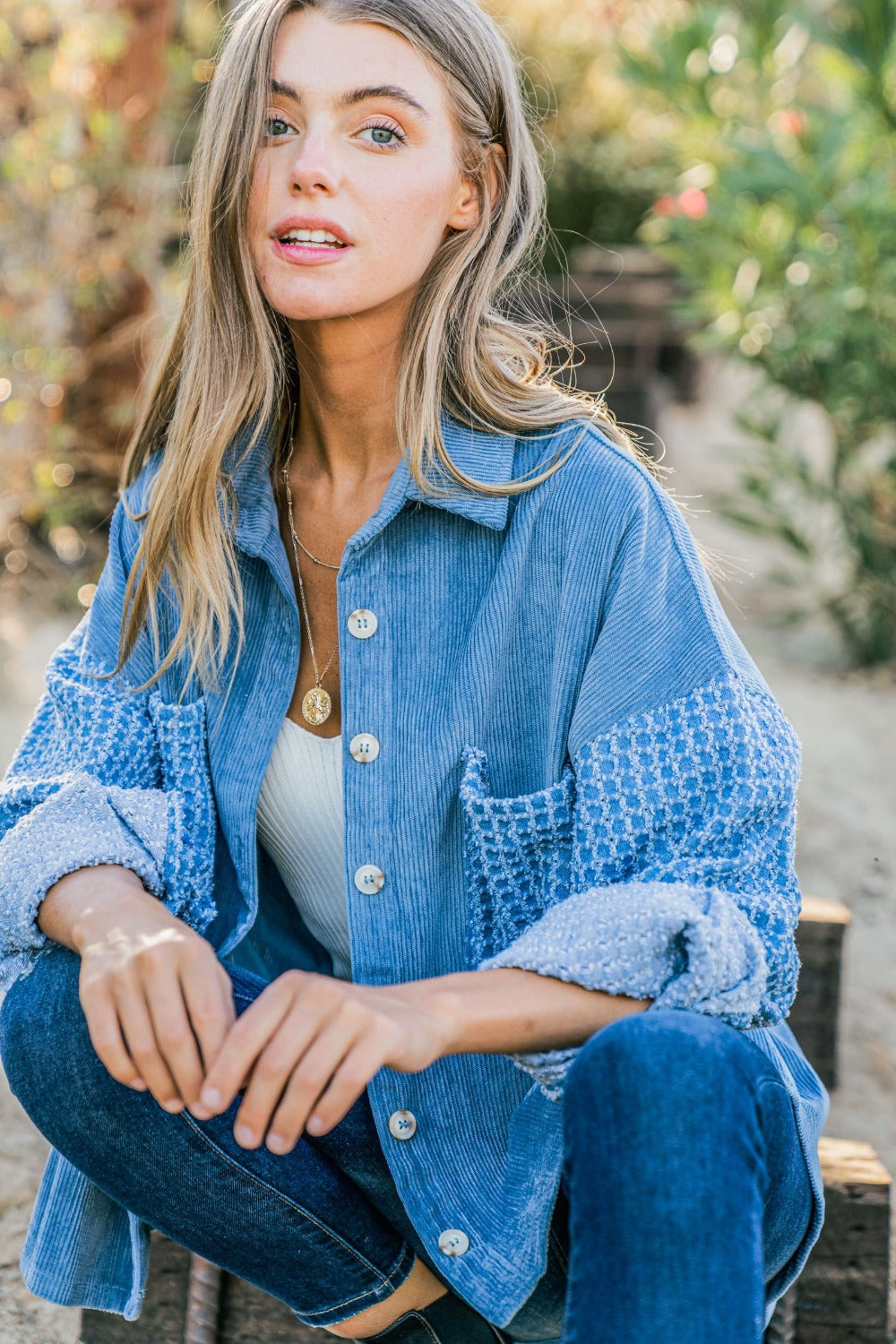 And The Why Button Down Corduroy Contrast Texture Long Sleeve Shacket And The Why Button Down Corduroy Contrast Texture Long Sleeve Shacket