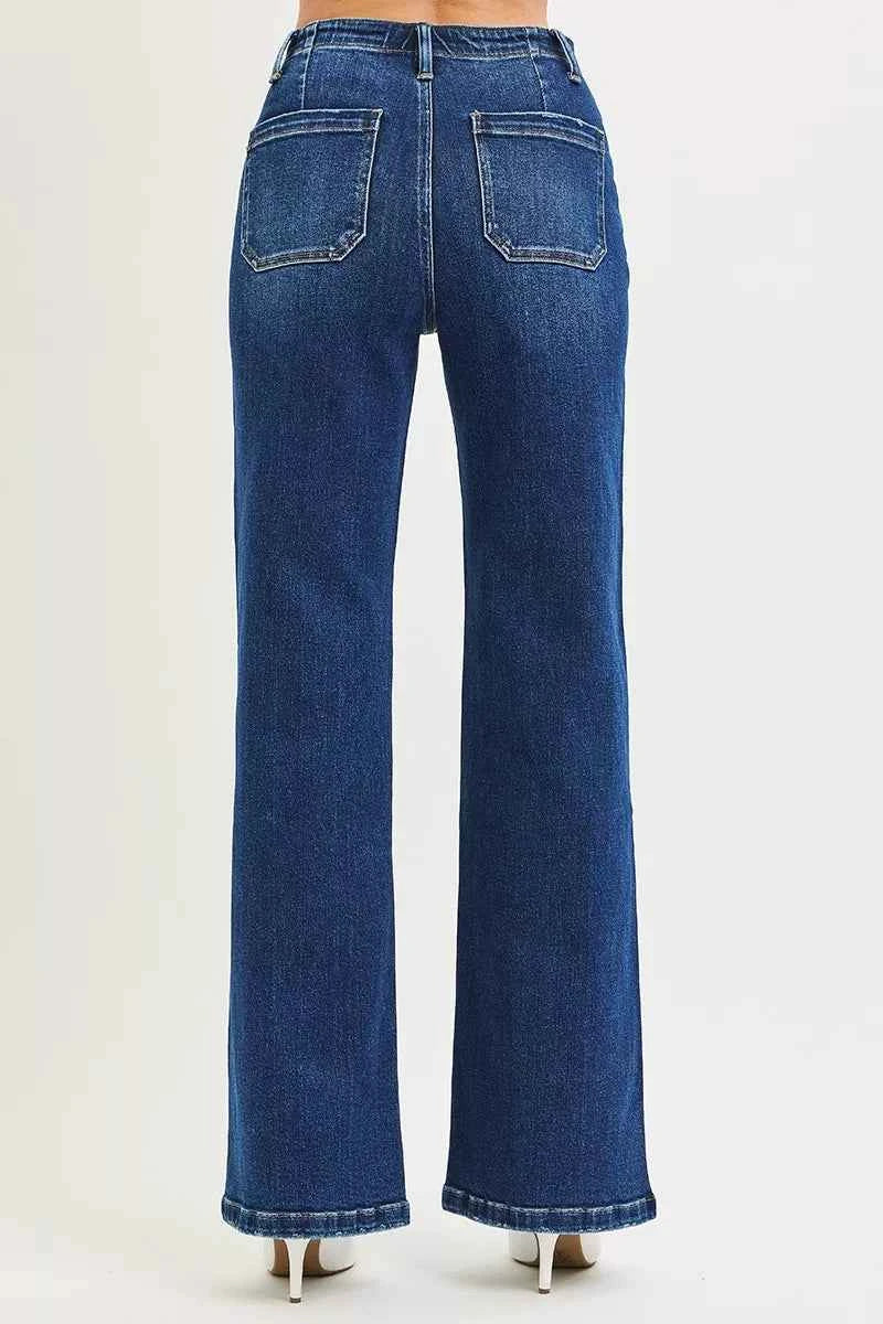 RISEN Full Size High Rise Wide Leg Jeans with Front Tie Detail Plus Size RISEN Full Size High Rise Wide Leg Jeans with Front Tie Detail Plus Size