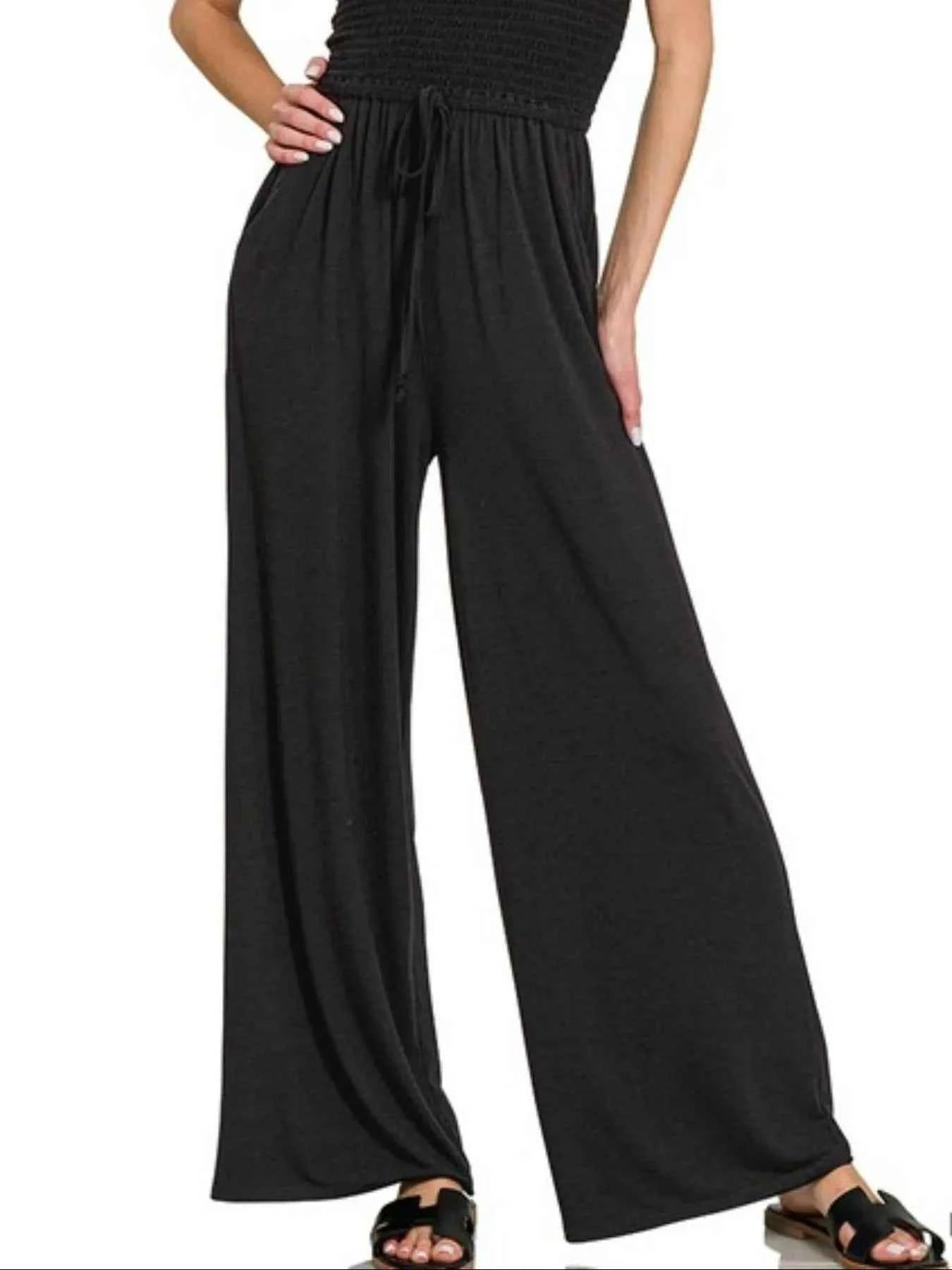 Zenana Strapless Wide Leg Smocked Jumpsuit Zenana Strapless Wide Leg Smocked Jumpsuit