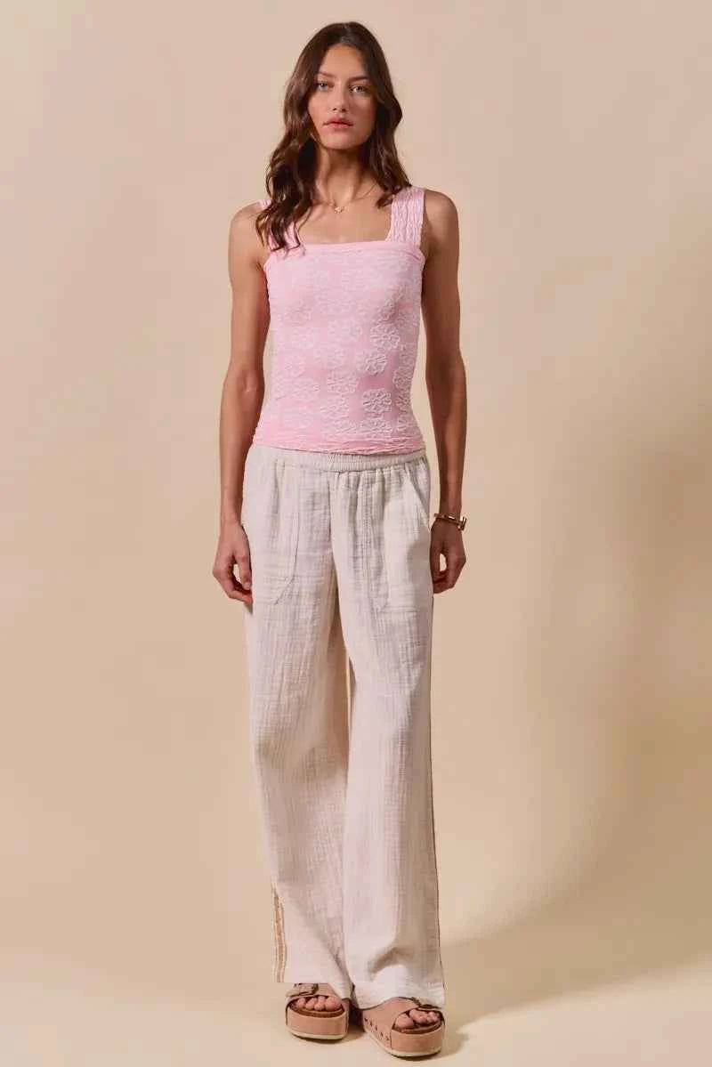 SO ME Two Tone Floral Seamless Tank Top SO ME Two Tone Floral Seamless Tank Top