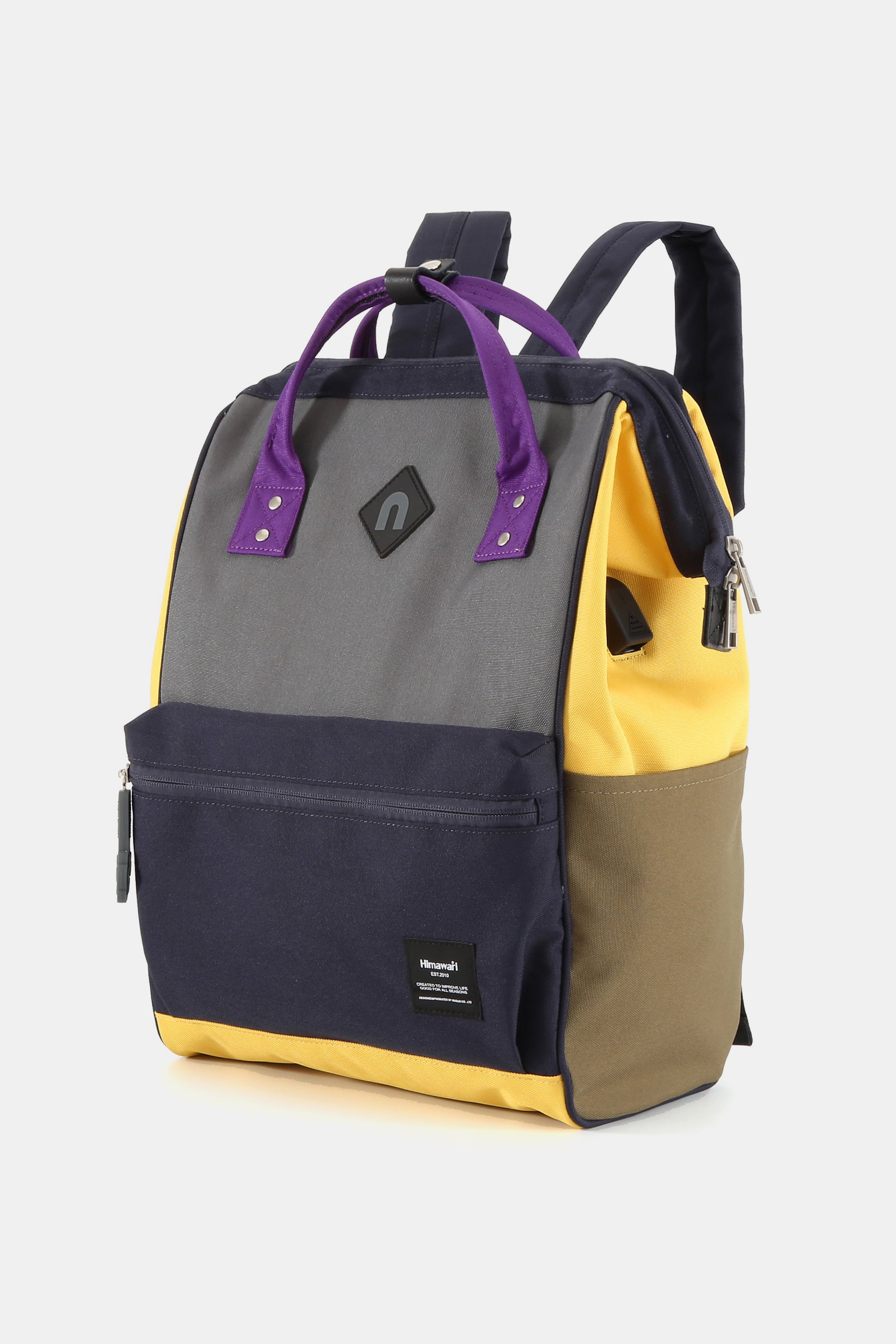 Himawari Contrast Waterproof Backpack Bag with External USB Port Himawari Contrast Waterproof Backpack Bag with External USB Port