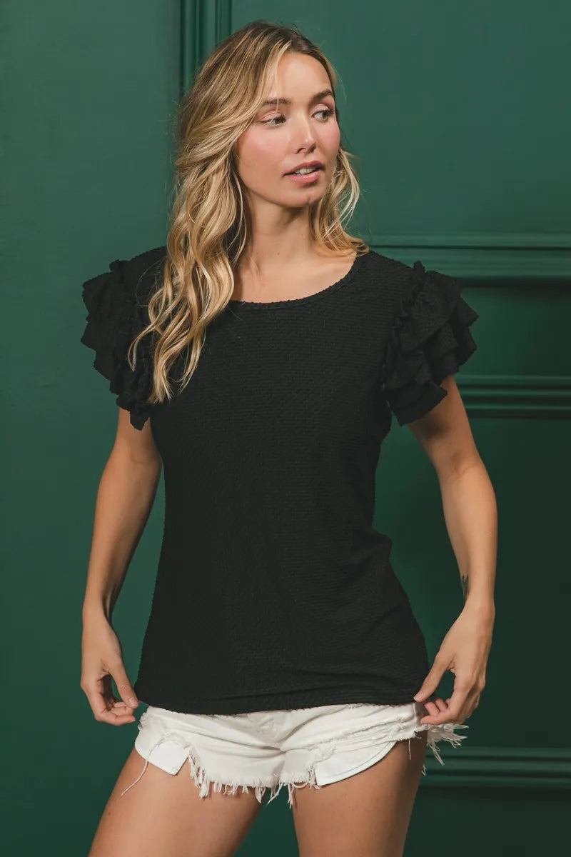 BiBi Birdseye Texture Layered Ruffle Top d8fcf2b520654dc7b25f7a87fc98f58d-Max-Origin