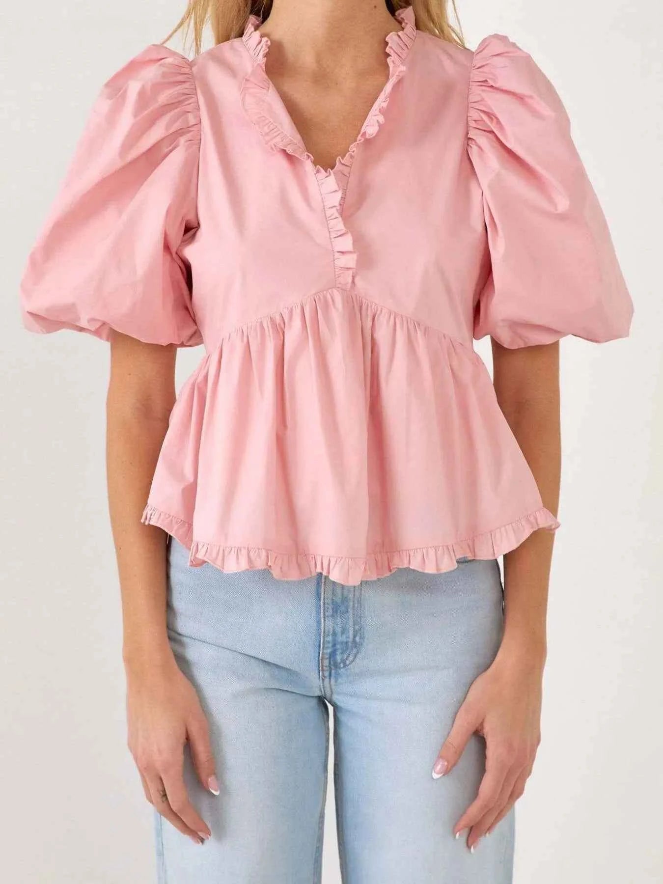 Puff Sleeve Peplum Blouse Puff Sleeve Peplum Blouse