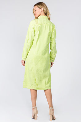 American Bazi Button Up Distressed Denim Dress - TopFashionHQ