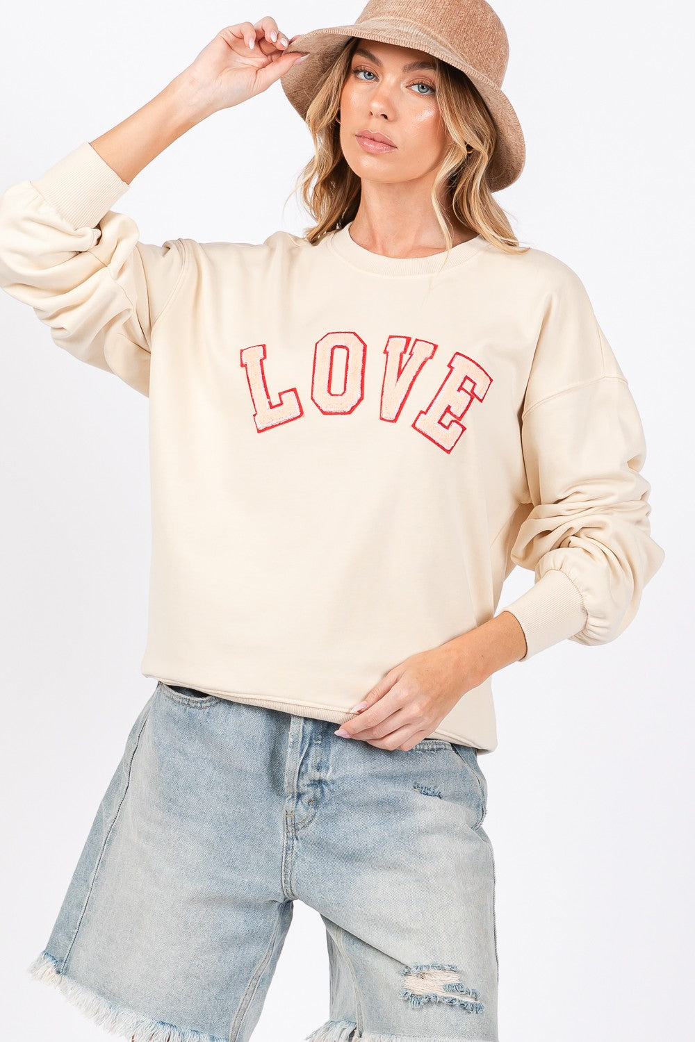 SAGE + FIG LOVE Path Applique Drop Shoulder Sweatshirt SAGE + FIG LOVE Path Applique Drop Shoulder Sweatshirt