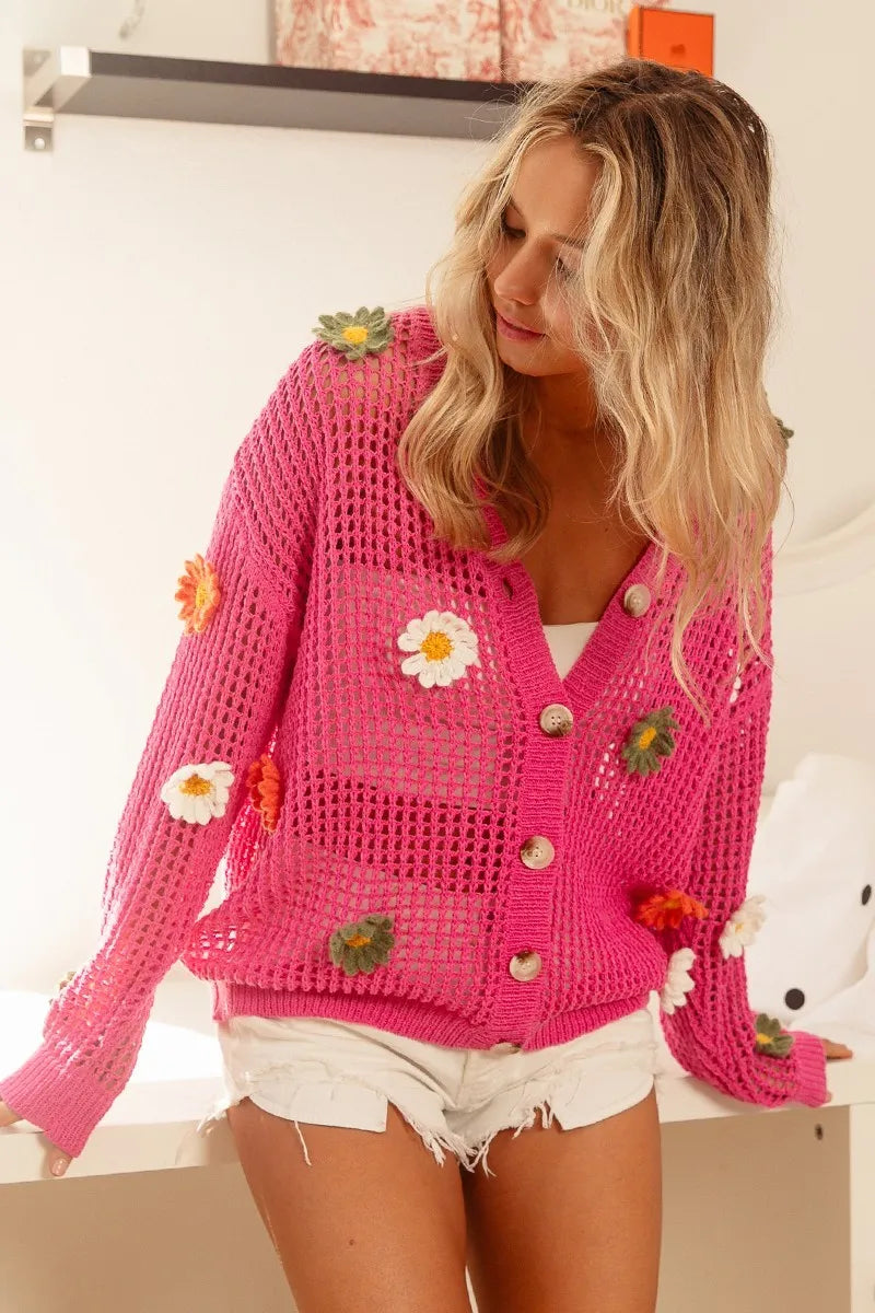 BiBi Flower Patches Open Knit Sweater Cardigan da30361be5324251bcfea85fbecfbb6b-Max-Origin